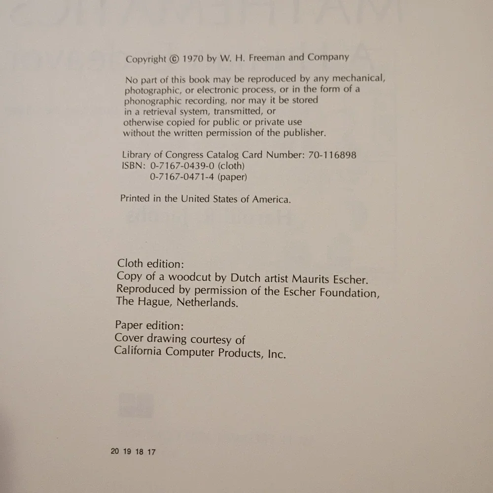 Mathematics: A Human Endeavor by Harold R Jacobs (hardcover, 1970) EUC VTG - Picture 4 of 9